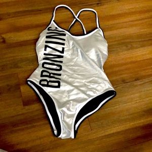 Sexy bathing suit festival outfit in metallic